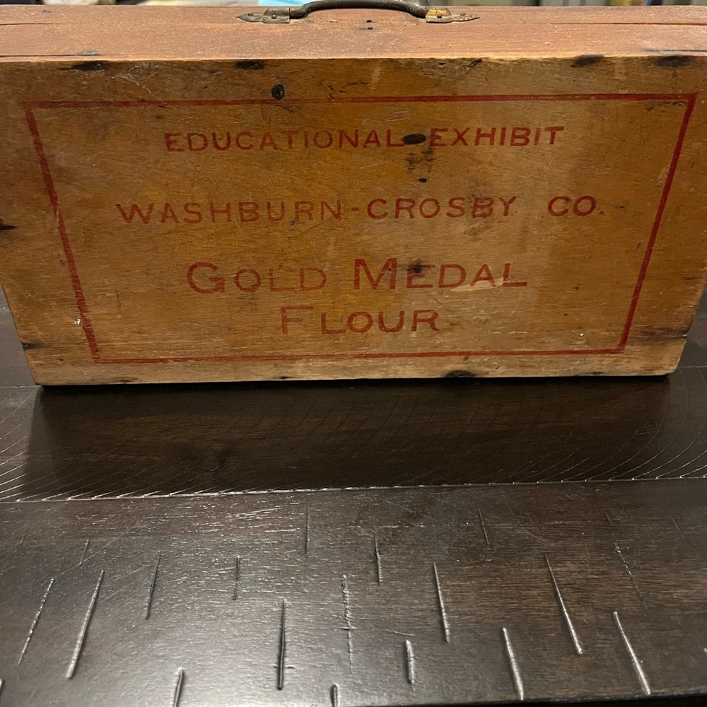 Vintage Wooden Box Gold Medal Flour Rare educational exhibit box Farmhouse decor